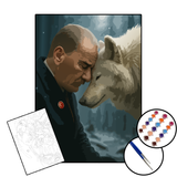 ATATÜRK 1 / 10 Kasım Özel Seri - 25x35 Sayılarla Boyama Çerçeveli Tuval Seti - 2'Li Fırça, Boya ve Harita Dahildir. (Kendin Yap)