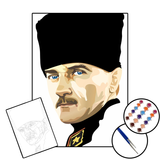 ATATÜRK 3 / 10 Kasım Özel Seri - 25x35 Sayılarla Boyama Çerçeveli Tuval Seti - 2'Li Fırça, Boya ve Harita Dahildir. (Kendin Yap)