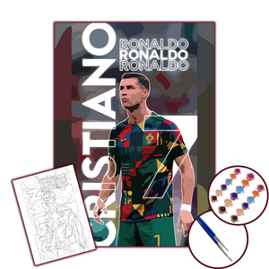CR7 Cristiano Ronaldo 1 - 25X35 SAYILARLA BOYAMA ÇITALI TUVAL SETİ - 2Lİ FIRÇA&BOYA DAHİL