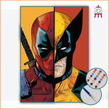DEADPOLL & WOLWERINE - 25X35 SAYILARLA BOYAMA ÇITALI TUVAL SETİ - 2Lİ FIRÇA&BOYA DAHİL