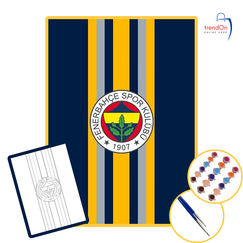 FENERBAHÇE LOGOSU - 25X35 SAYILARLA BOYAMA ÇITALI TUVAL SETİ - 2Lİ FIRÇA&BOYA DAHİL