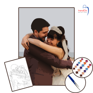 Kişiye Özel Çıtalı Tuval Sayılarla Boyama Seti 25x35 cm 2 Adet Fırça ve Boya Seti Dahildir.